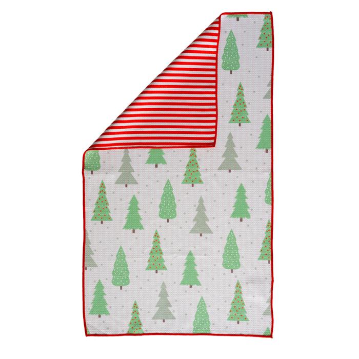 Waffle Knit Dish Towel "Christmas Tree Farm" Jane